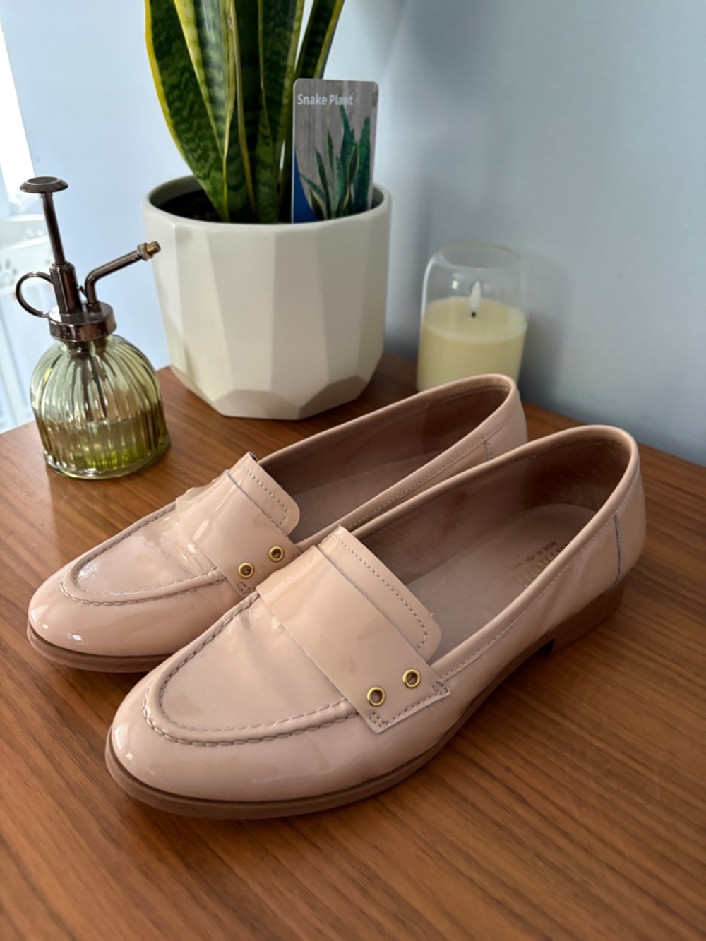 Minelli Blush Patent Leather Penny Loafers